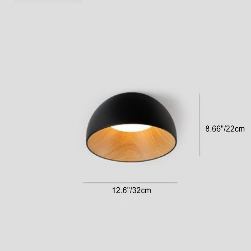 Modern Wooden Bowl LED Flush Mount Ceiling Light