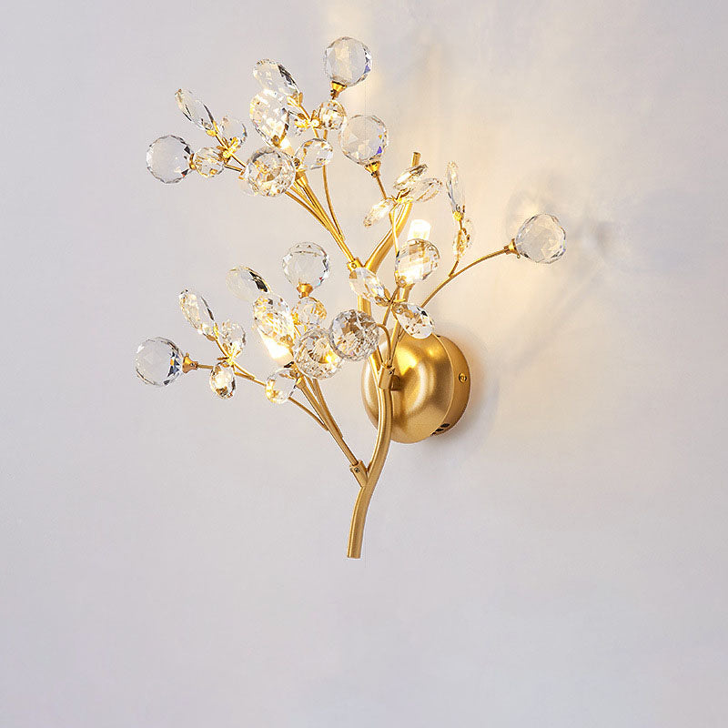 Crystal Floral Iron 3-Light Sconce