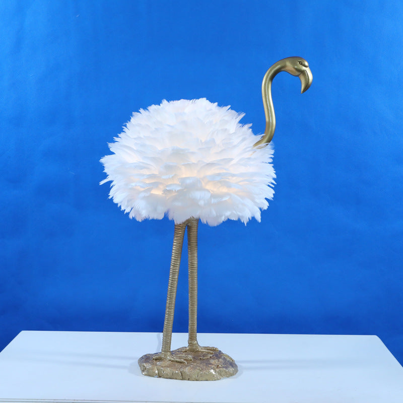 Nordic Goose Feather Flamingo Table Lamp - 1-Light Design for Bedside
