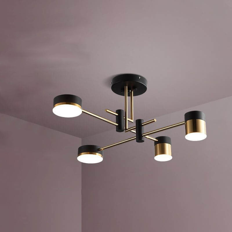 Elegant Black and Gold Semi-Flush Mount Light - 4 to 8 Bulb Design