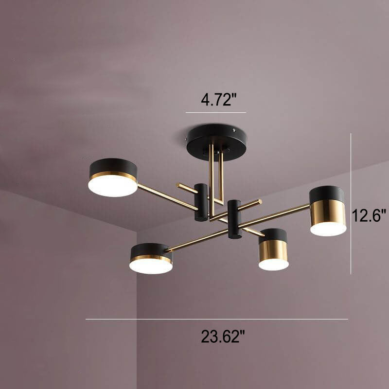 Elegant Black and Gold Semi-Flush Mount Light - 4 to 8 Bulb Design