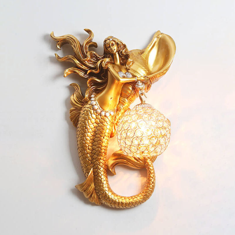 Mermaid Resin Crystal Wall Sconce