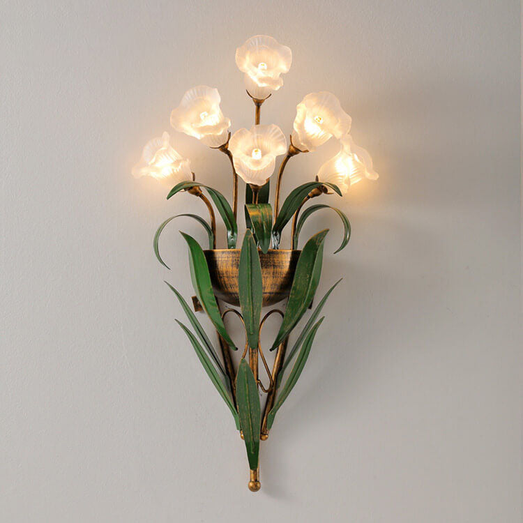 Contemporary Minimalist Glass Flower Wall Sconce