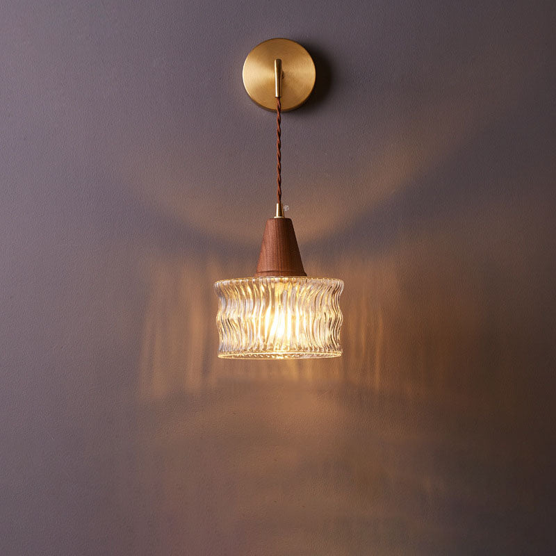 Japanese Walnut & Copper 1-Light Wall Sconce