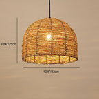 Vintage Rattan Dome Pendant Light - 1-Light Fixture