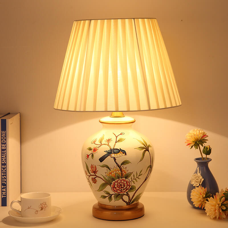Contemporary Ceramic 1-Light Table Lamp - Warm Cylindrical Design