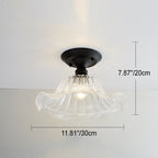 Nordic Vintage Floral Round Semi-Flush Mount Ceiling Light