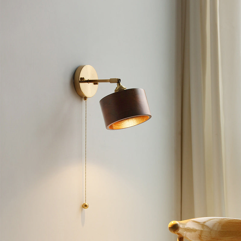 Scandinavian Copper & Wood 1-Light Sconce