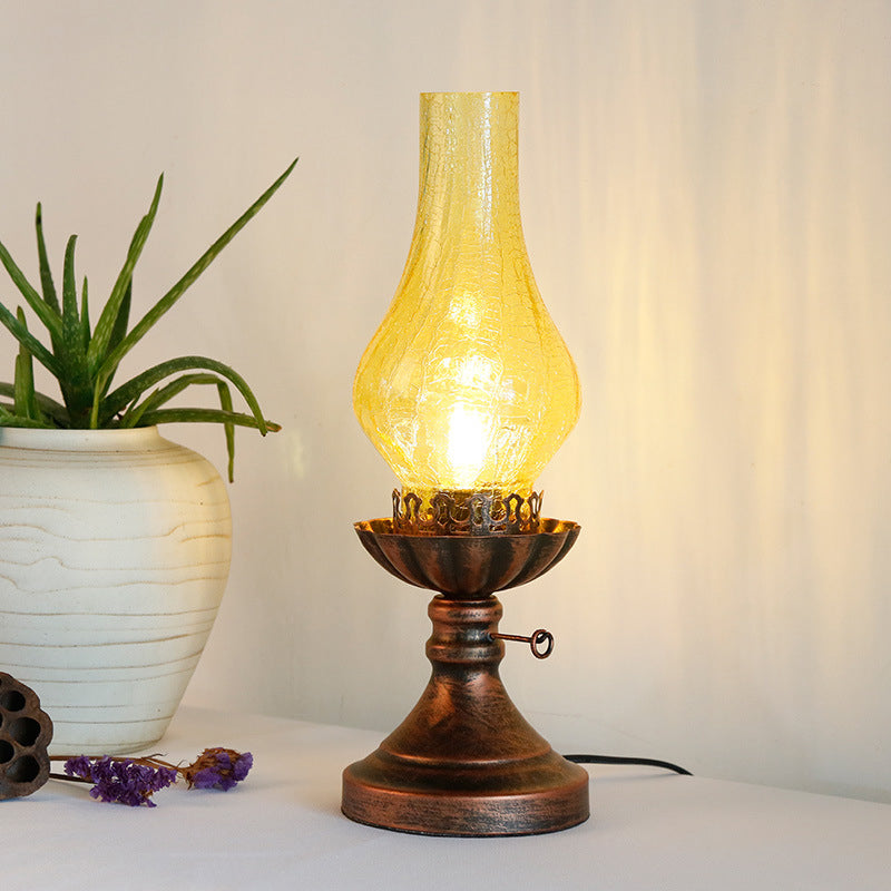 Vintage Iron and Glass Candelabra Table Lamp - 1-Light Design for Bedroom