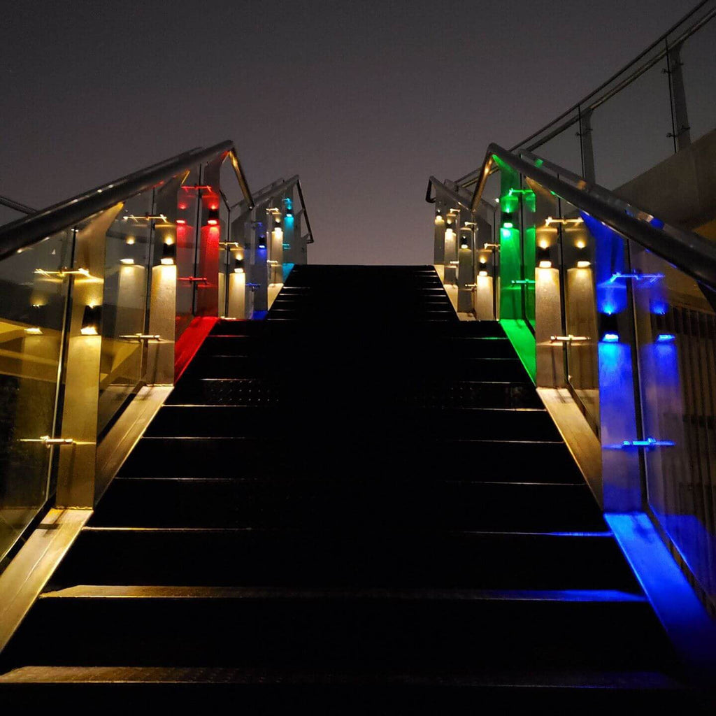 Premium Solar RGB Trapezoid Outdoor LED Wall Sconce Lamp