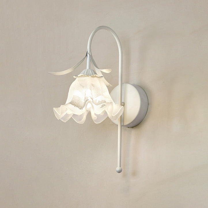 Vintage Floral Pumpkin Cream Glass Wall Sconce Lamp