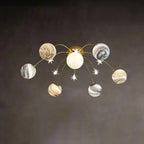 Nordic 13-Light Semi-Flush Mount Ceiling Light - Earth Planet Design for Kids' Bedrooms
