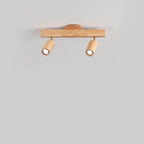 Japanese Minimalist LED Semi-Flush Mount Wooden Track Lighting - 2/3/4/5 Light Options