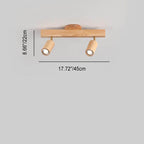 Japanese Minimalist LED Semi-Flush Mount Wooden Track Lighting - 2/3/4/5 Light Options