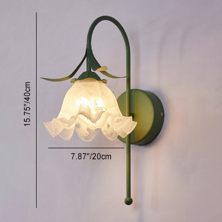 Vintage Floral Pumpkin Cream Glass Wall Sconce Lamp