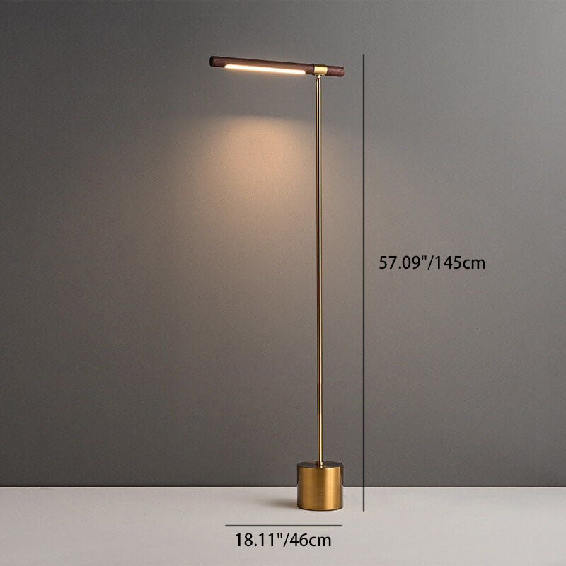 Nordic Minimalist Walnut Grain LED Floor Lamp