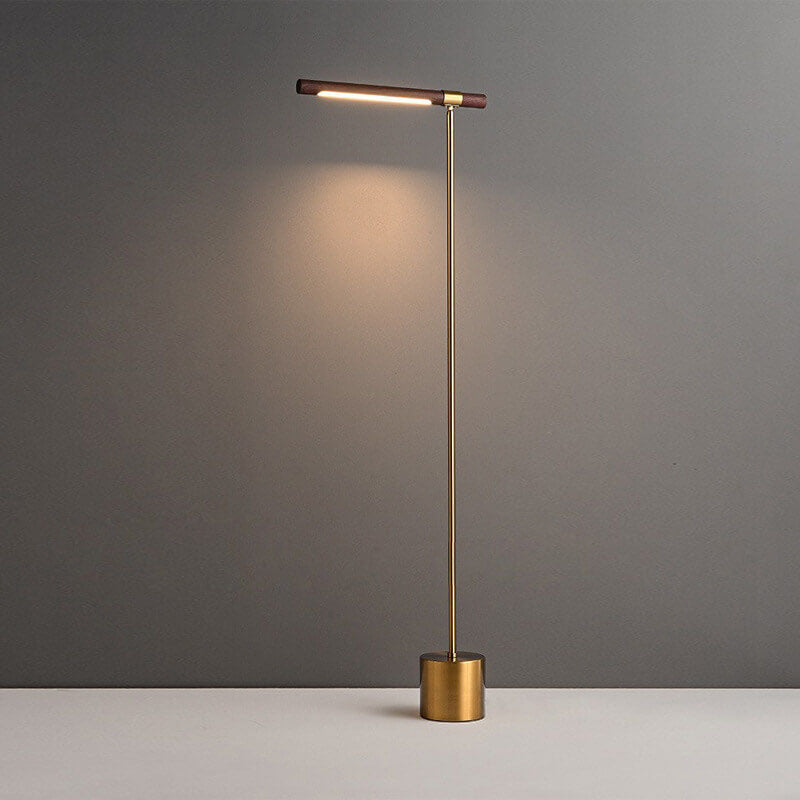 Nordic Minimalist Walnut Grain LED Floor Lamp