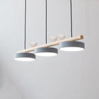 Resin Bird LED Wood Chandelier