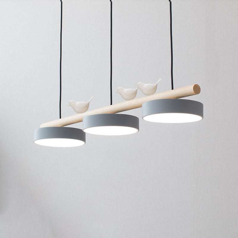 Resin Bird LED Wood Chandelier