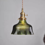 Copper & Walnut Glass Pendant Light