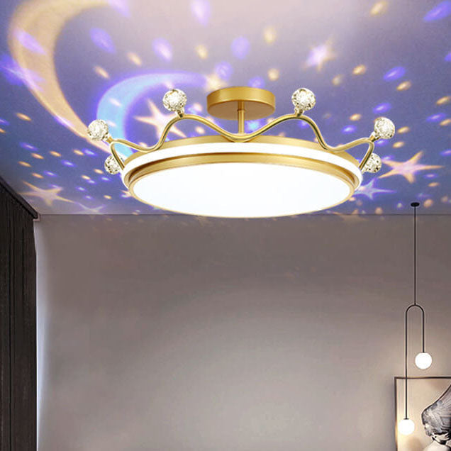 Kids Crown LED Semi-Flush Ceiling Light