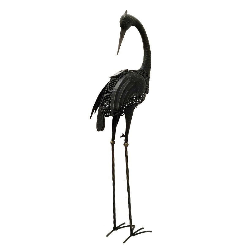 Modern Iron Crane LED Solar Waterproof Outdoor Landscape