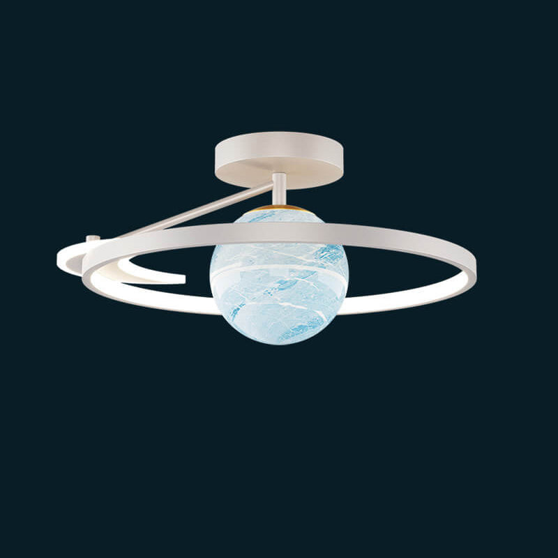 Contemporary LED Planet Globe Semi-Flush Mount Ceiling Light