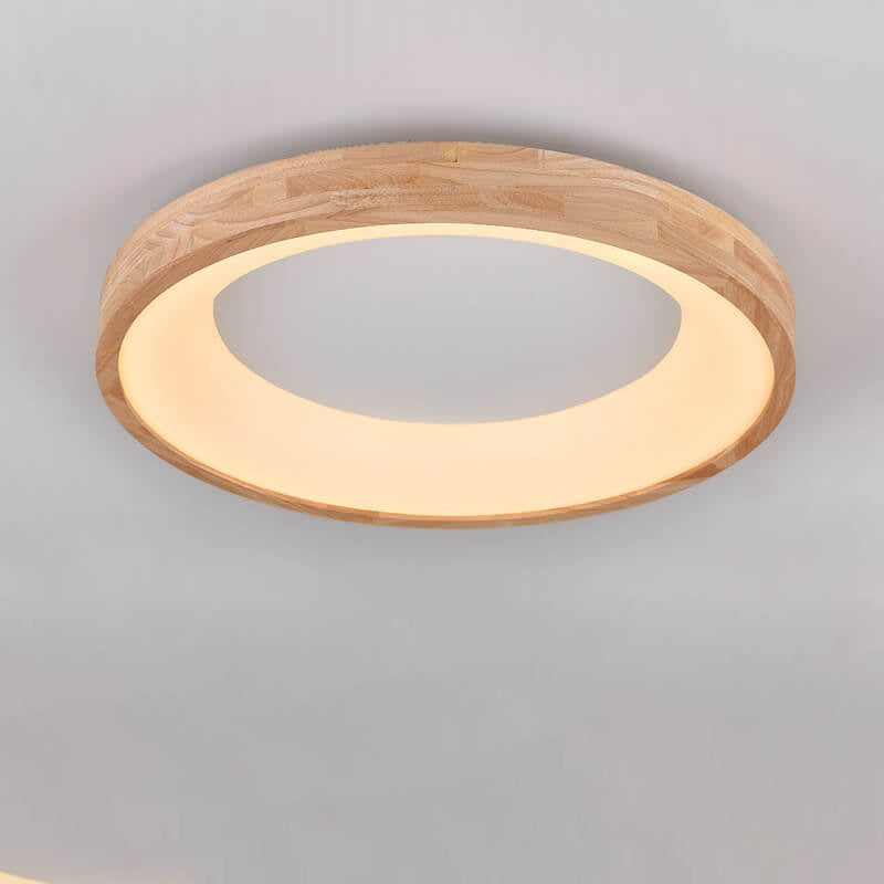 Round LED Flush Mount Ceiling Light in Nordic Minimalist Wood Design