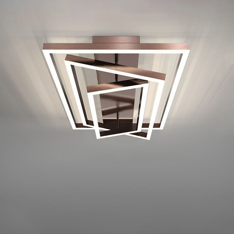Premium Minimalist Aluminum LED Flush Mount Ceiling Light - Multi-Layer Rectangular Design for Living Room
