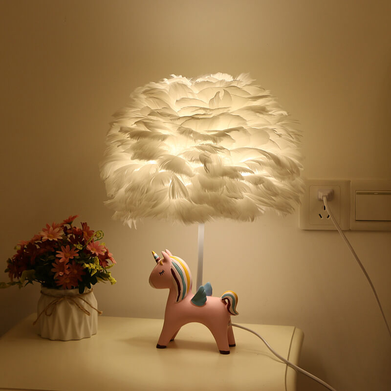 Children's Unicorn Feather Table Lamp - 1-Light Modern Design