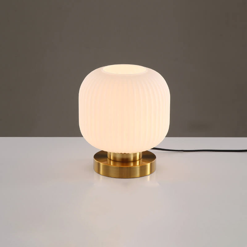 Premium Nordic Striped Oval Glass Table Lamp - 1 Light