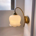 Vintage Cream Petal Resin and Copper Wall Sconce Lamp