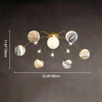 Nordic 13-Light Semi-Flush Mount Ceiling Light - Earth Planet Design for Kids' Bedrooms