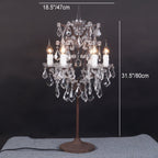 Rustic Vintage French Crystal 6-Light Candelabra Table Lamp
