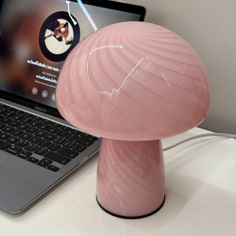 Contemporary Minimalist Glass Mushroom Table Lamp - 1 Light
