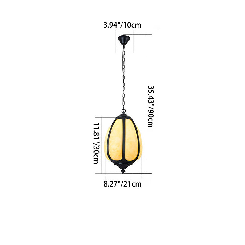 Art Deco Oval Pumpkin Pendant Light - Cast Aluminum