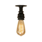 Steampunk Iron and Glass 1-Light Flush Mount Ceiling Light
