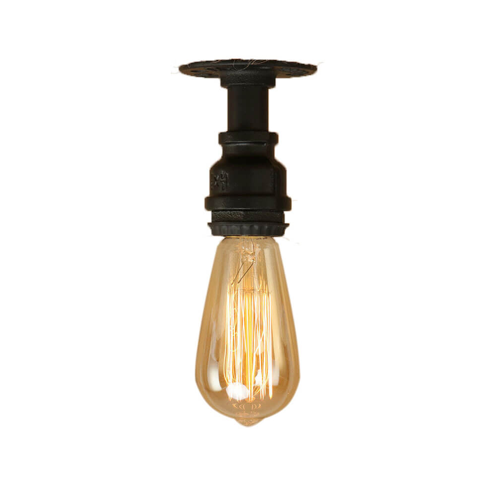 Steampunk Iron and Glass 1-Light Flush Mount Ceiling Light