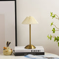 Scandinavian Rechargeable Conic Pleated Table Lamp - 1-Light Bedside Design