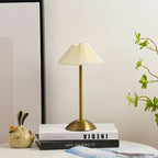 Scandinavian Rechargeable Conic Pleated Table Lamp - 1-Light Bedside Design