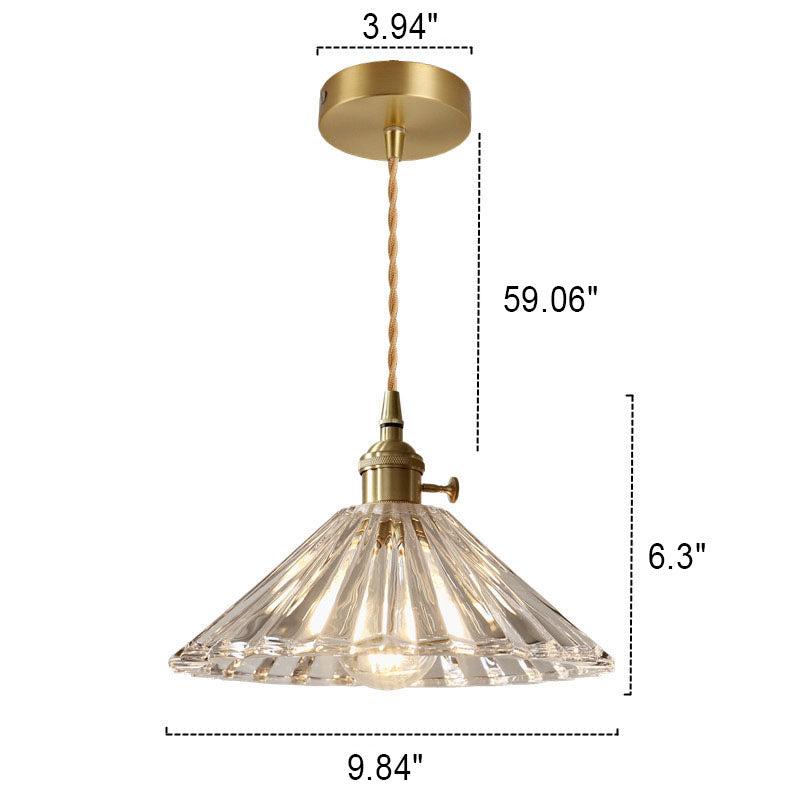 Vintage Clear Glass Brass Pendant Light - Nordic Minimalist Design