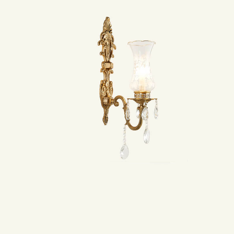 French Crystal Brass Wall Sconce
