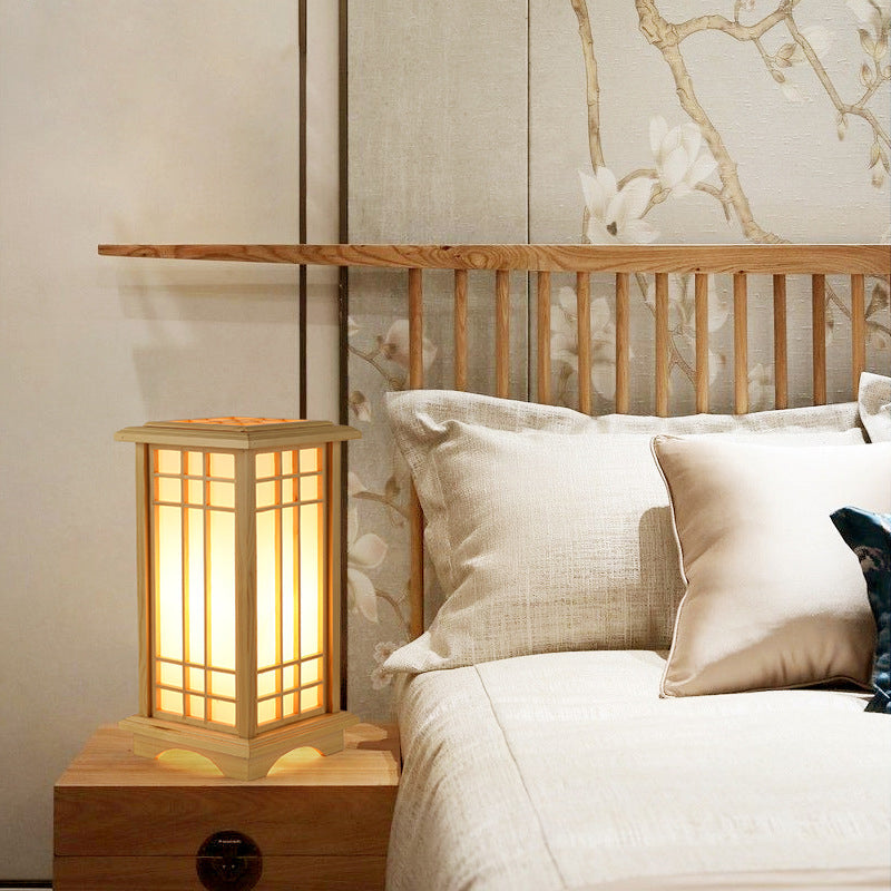 Japanese Wood and Acrylic Rectangular Floor Lamp - 1/2/3 Light Options for Bedroom