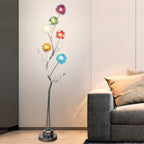 Rustic 6-Light Floor Lamp with Aluminum Weaving Balls and Tree Branch Design