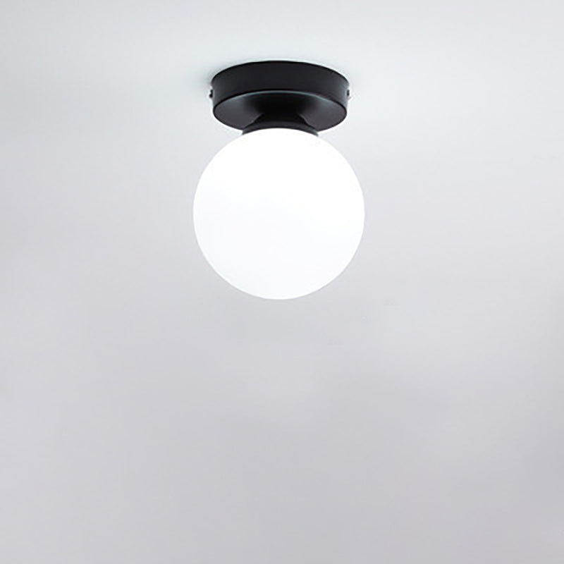 Contemporary Round Glass 1-Light Semi-Flush Mount Ceiling Fixture