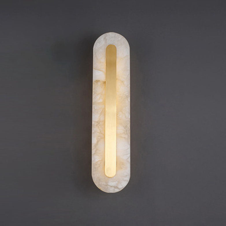 Premium Brass and Marble Oval LED Wall Sconce