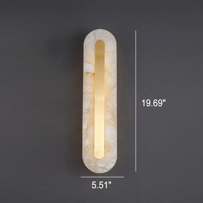 Premium Brass and Marble Oval LED Wall Sconce