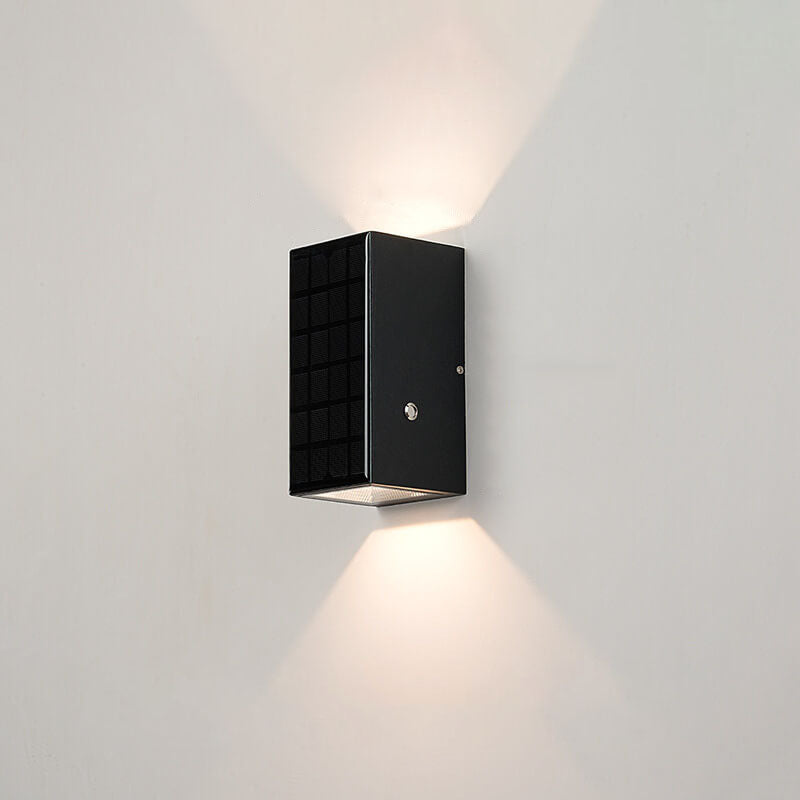 Premium Black Rectangular Solar LED Outdoor Wall Light