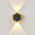Premium Hexagonal Black and Gold LED Outdoor Wall Sconce