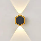 Premium Hexagonal Black and Gold LED Outdoor Wall Sconce